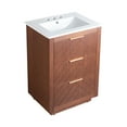 thumbnail image 3 of Daxton 24" Freestanding Bathroom Vanity in Brown Oak with 3-Hole Centerset Sink Top, 3 of 8