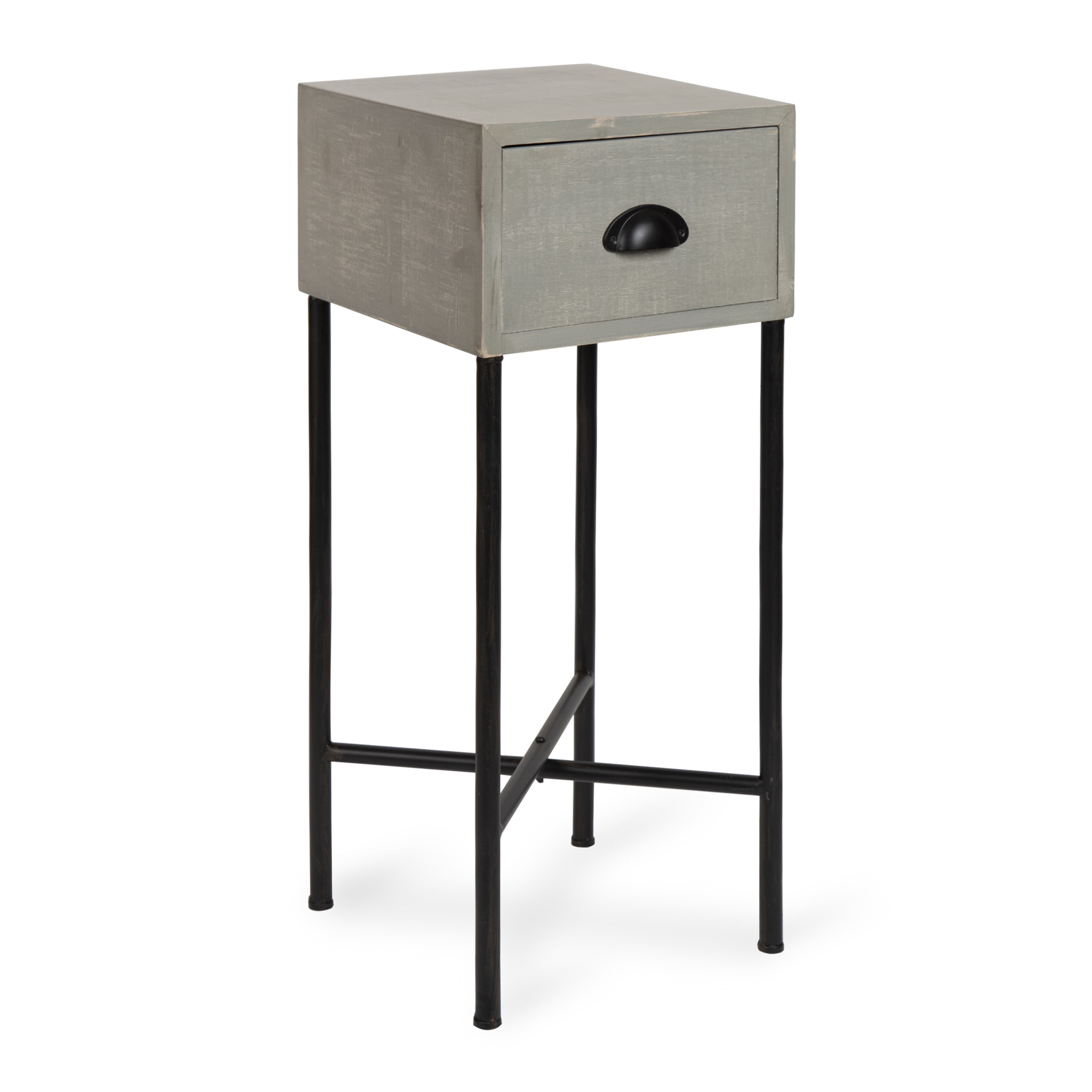 Kate and Laurel Decklyn Wood Side Accent Table with Drawer, Gray