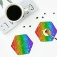 thumbnail image 5 of Bingfone Vintage Glitter Rainbow Leather Drinks Coasters with Set of 6,Suitable for Home Kitchen,Coffee Cup Coasters Home Gift, 5 of 9
