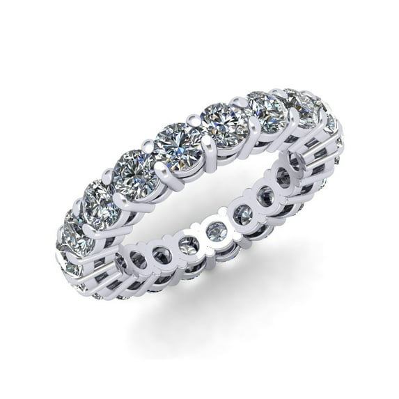Natural 4.00Ct Round Cut Diamond Shared Prong Gallery Women's Anniversary Wedding Eternity Band Ring Solid 18k White Gold H SI2