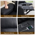 thumbnail image 5 of Korser 3-Seater Manual Recliner Sofa with Cup Holders and Recessed Power Strip,Reclining Couch with Pull-Down Table Reclining Sofa Chair for Living Room,Faux Leather,Black, 5 of 7