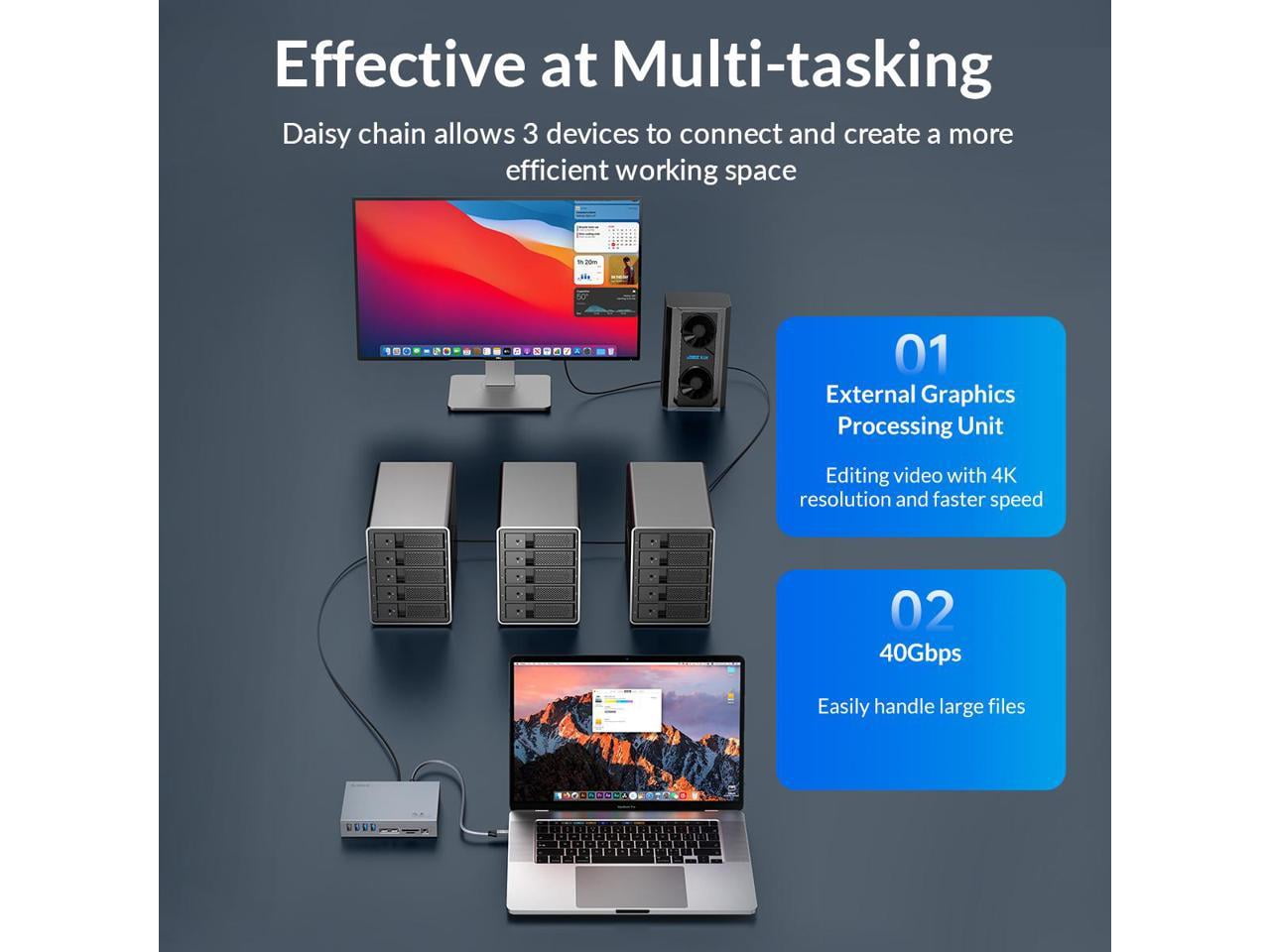 ORICO Laptop Dock Station 15 in 1 Triple Display USB C Docking Station USB Extender USB C Hub Adapter for MacBook & Window w/ DP1.4 8K@60Hz,with Thunderbolt 3 x2,RJ45,SD/TF Ports SD & Audio Ports etc