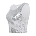 thumbnail image 4 of Fshinging Basic Cute Women Tank Top Glitter Sequin Sleeveless Cropped Casual Summer Clothes 2026 Silver L, 4 of 5