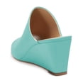 thumbnail image 3 of YDN Women Comfortable Peep Toe Slipper Pumps Slip On Wedge High Heels Backless Sandals Office Causal Slide Shoes Size 7.5 Turquoise, 3 of 4