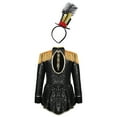 thumbnail image 4 of TiaoBug Girls Circus Magician Halloween Costume Ringmaster Lion Tamer Outfits Sequins Drummer Jumpsuit Black A 14, 4 of 6