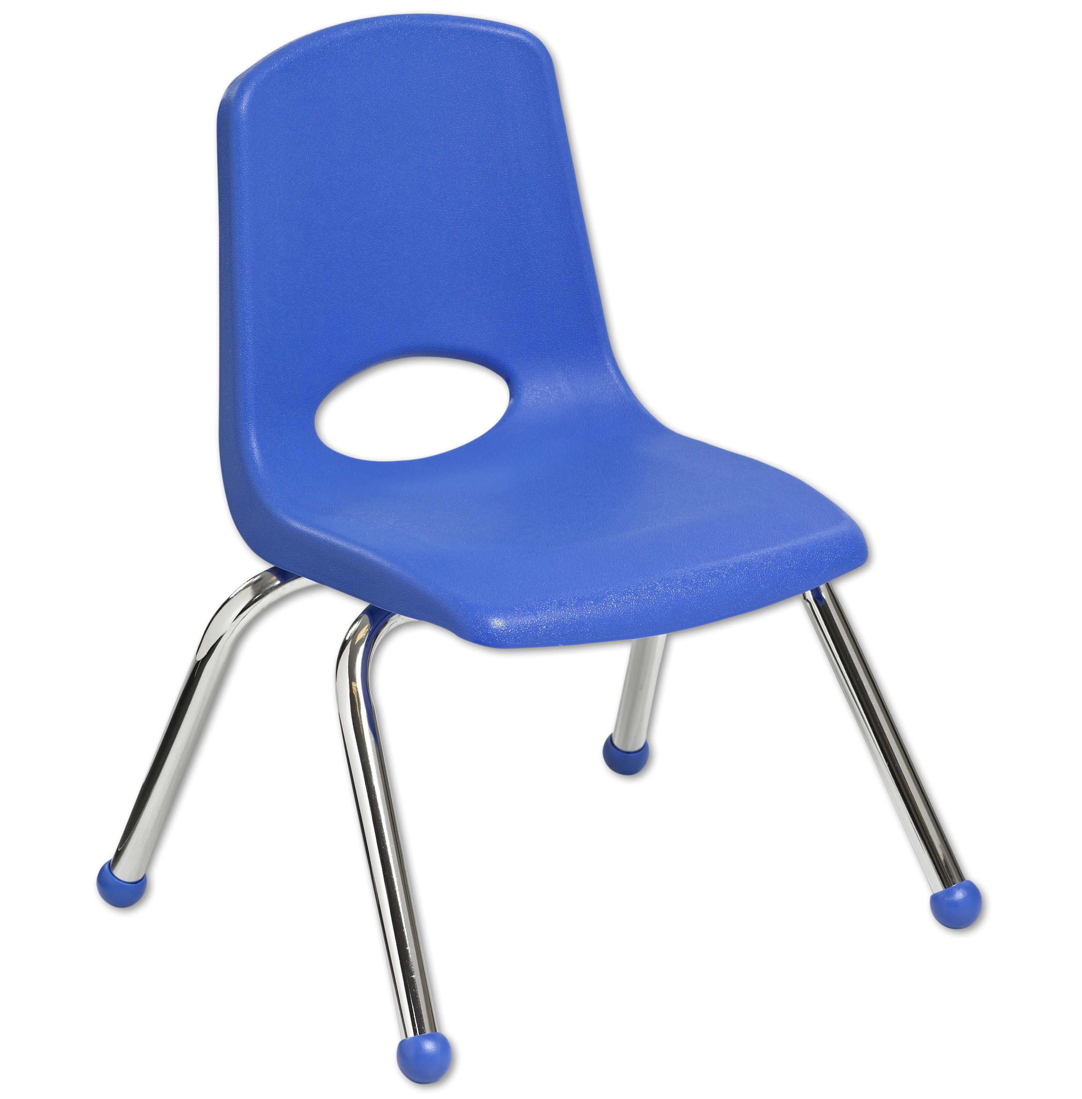 12" Stack Chair Chrome LegsColorBlue,OptionBall Glide,QuantitySet