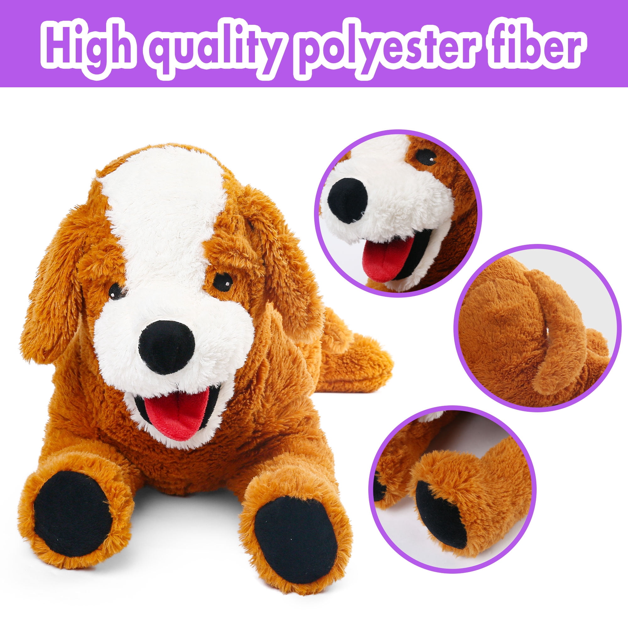 LotFancy 27 in Dog Stuffed Animal, Large Retriever Plush Toy Gift for Kids Girls, Brown