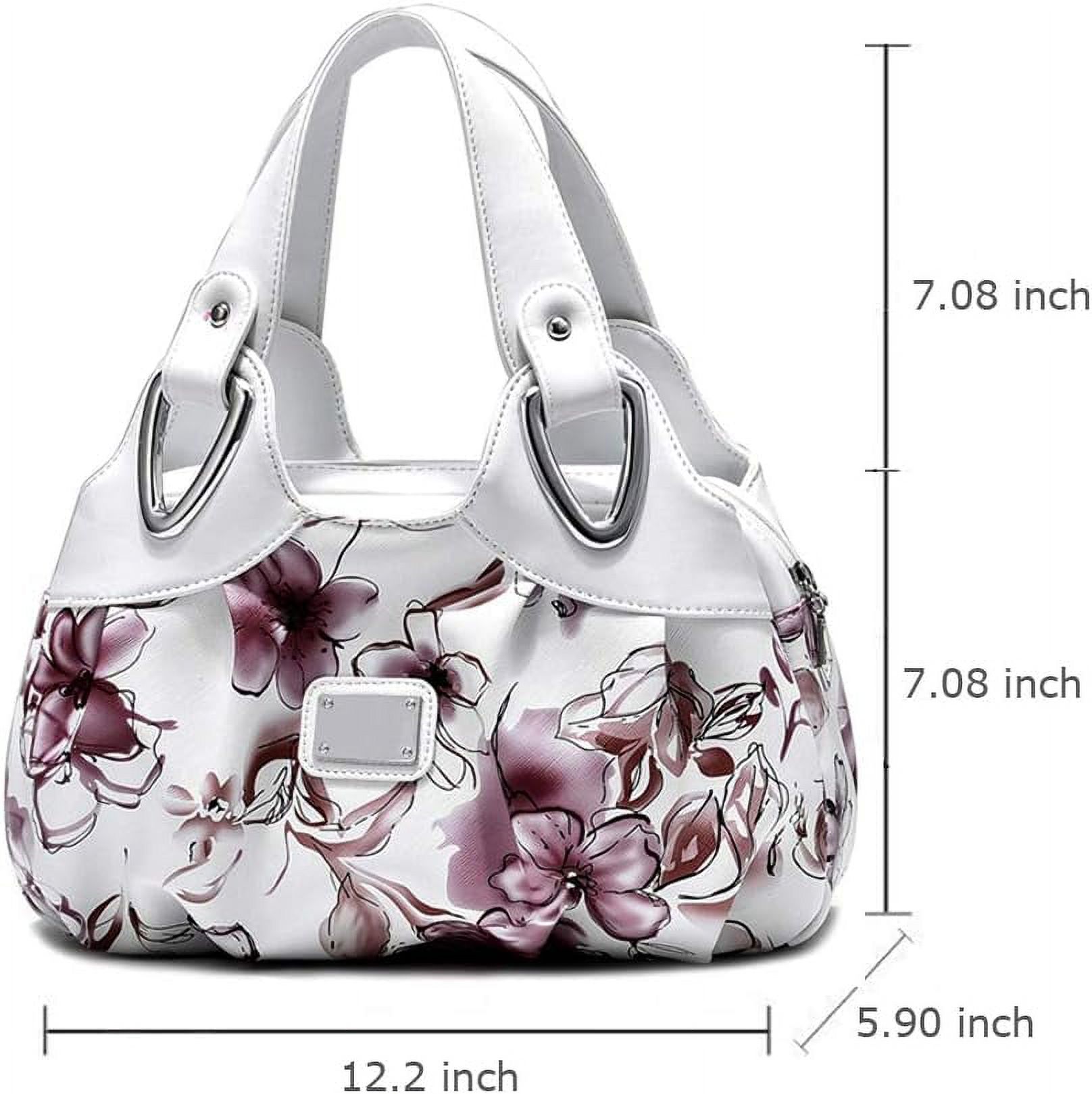 Vegan Leather Purse for Women Fashion Hobo Style Floral Handbag