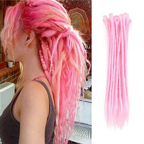 Aosome-extensión de rastas de 20 pulgadas, trenzas de pelo rosa, 20 piezas, extensiones de cabello sintético de ganchillo hechas a mano