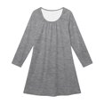 thumbnail image 7 of CUZIBR Toddler Girls Nightgown Long Sleeve Pleated Crew Neck Sleepwear Solid Color Lightweight Loungewear Soft Party Daily Homewear,Grey,7-8 Years, 7 of 7