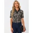 thumbnail image 4 of INSPIRE CHIC Blusa Floral De Manga Corta Con Cuello En V Para Mujer Negro S, 4 of 5