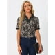 thumbnail image 4 of INSPIRE CHIC Blusa Floral De Manga Corta Con Cuello En V Para Mujer Negro XS, 4 of 5