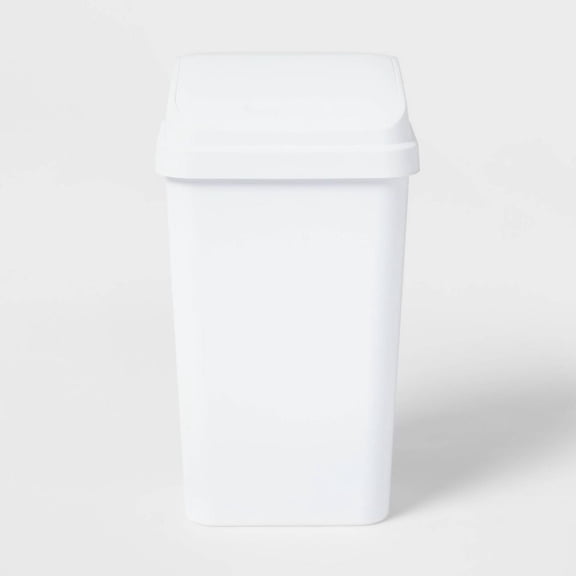 13gal Swing Top Waste Basket White : Kitchen Trash Can, 13 Gallon Capacity, Textured Plastic, Indoor Use