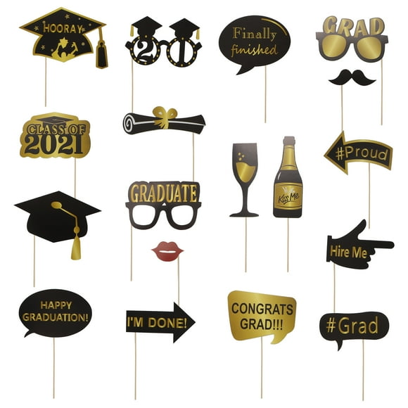 18 Pcs Accessoires de Cabine Photo Thème Collation des Grades Accessoires Photo Supports de Photos