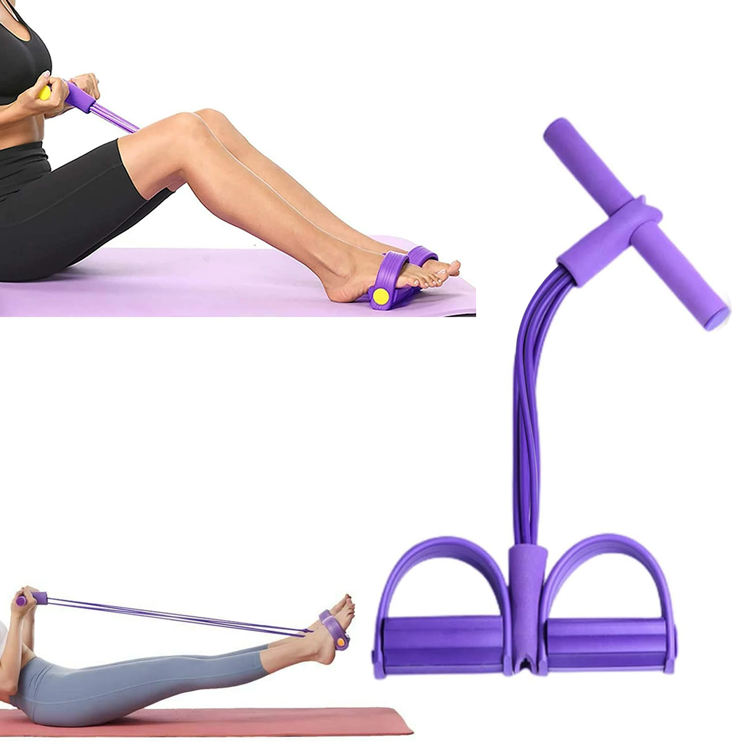 LELEE Upgraded 2025 Fitness Resistance Bands, 4-Tube Pedal Puller, Stretch Workout Equipment for Home Exercise