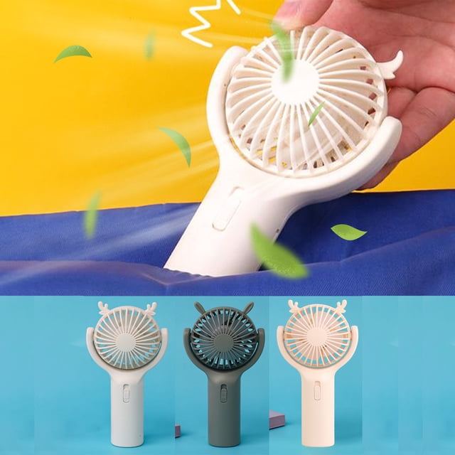 Ventilador portátil USB recargable • 3 velocidades • Portátil y sobremesa con base • Potente y silencioso • Tamaño pequeño de 5,9" • Rosa/Verde/Blanco