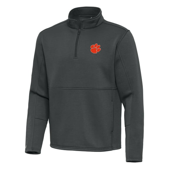 Men's Antigua Pewter Clemson Tigers Twist Quarter-Zip Pullover Jacket