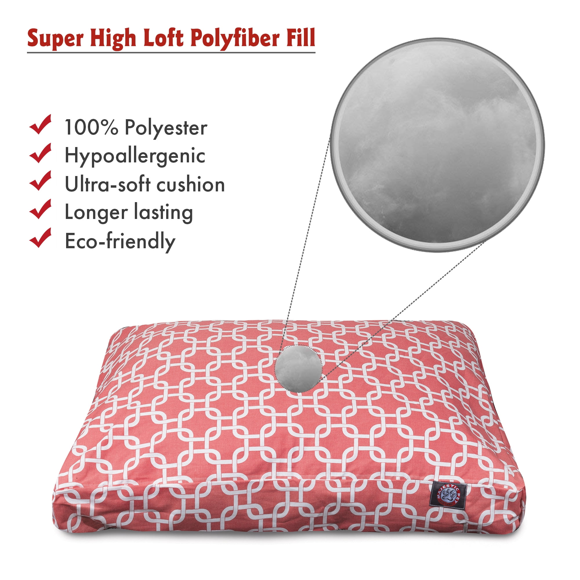 Majestic Pet | Links Rectangle Pet Bed For Dogs, Removable Cover, Coral, Extra Large