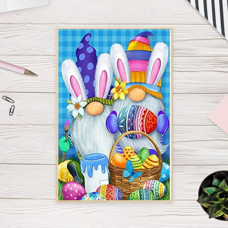Toorise 5D Diamond Painting Kits Cute Bunny Resin Diamond Paint Ornament DIY Diamond Art Painting Kits for Adults Easter Art Crafts Desk Decoration