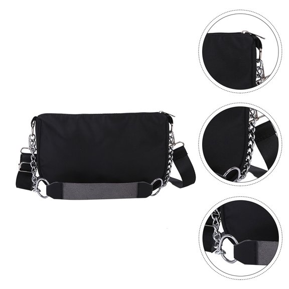 FENGGUIQU 1Pack Trendy Shoulder Bag Black Nylon Women Shoulder Bag for Outings