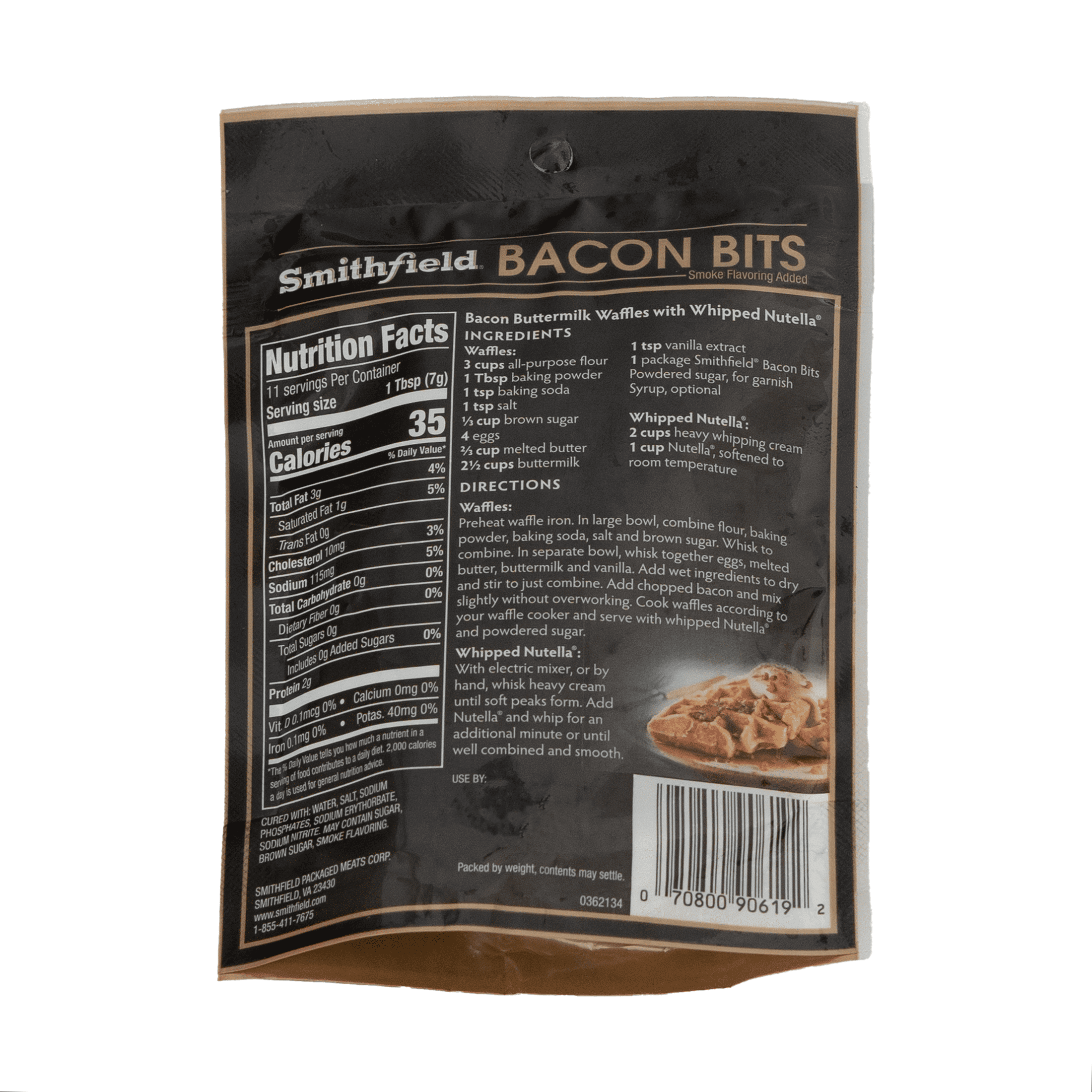 Smithfield, Original Bacon Bits, 2.8 oz (79g), Smoked Flavor, Keep Refrigerated, Plastic Bag
