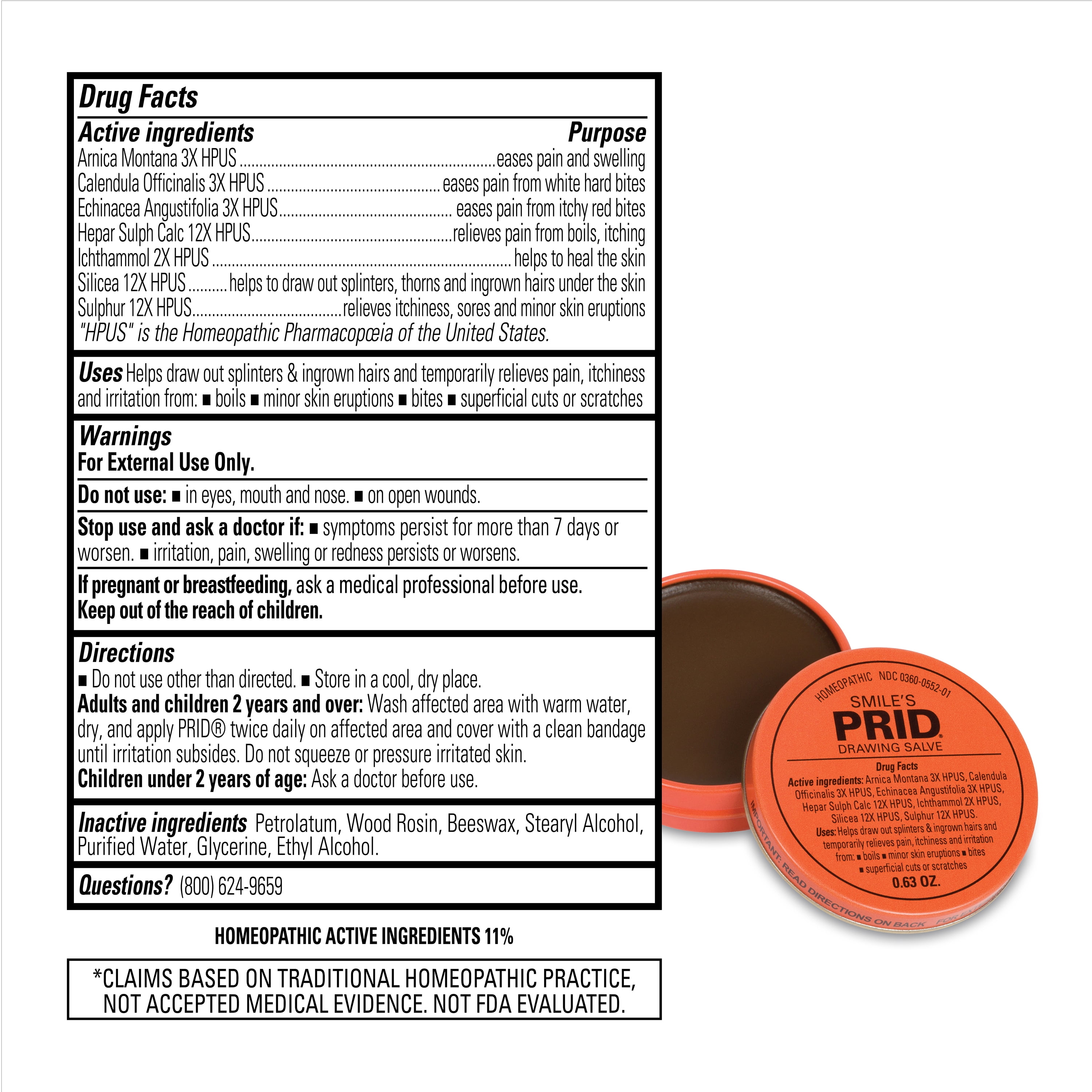 Smile's PRID Drawing Salve, Natural Homeopathic Relief of Topical Pain and Irritation, 18 Grams