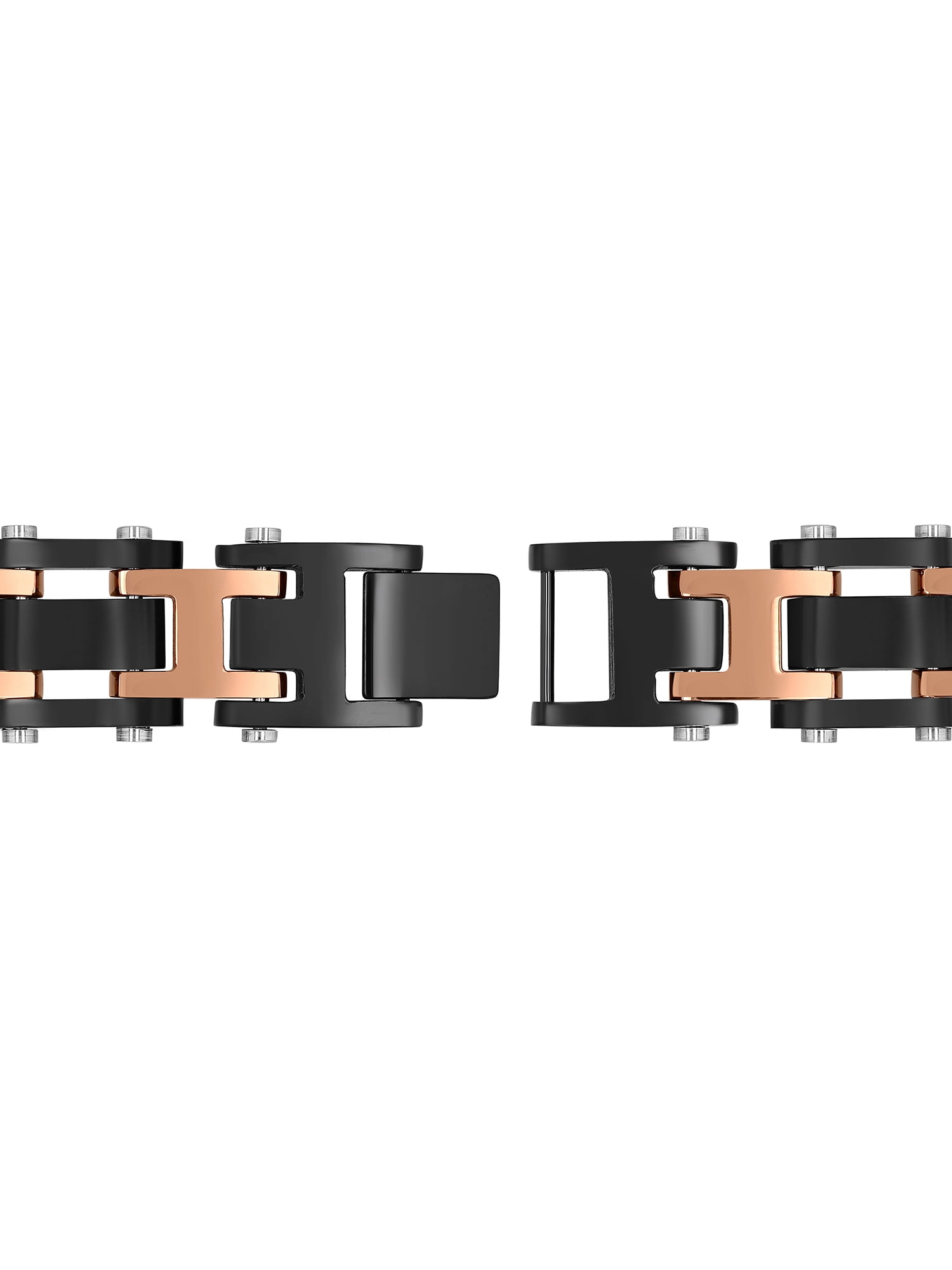 Brilliance Fine Jewelry Two-Tone Black and Brown Link Bracelet, Stainless Steel