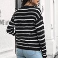 thumbnail image 5 of Herrnalise Women's Knitted Crop Tops Round- Neck Stripe Splicing Recreational Pullover Knitting Sweater Long Sleeve Tops Pullover Jumper Sweaters, 5 of 8