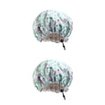 thumbnail image 3 of Jumpingount Gorro de dormir de noche para niños con hebilla ajustable, gorros de satén, gorro de dormir, tocado para el cuidado del cabello, baño, flor verde 2piezas Jumpingount CBP321340, 3 of 5