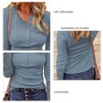 thumbnail image 4 of Camisas de manga larga para mujer, color puro, casual, con botones, estilo túnica, elegante para uso diario, 4 of 5