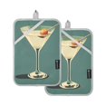 thumbnail image 7 of Yayeee Pot Holders Kitchen Heat Resistant with Pocket 7"x9.8" Cotton Oven Cooking Hot Pads, Beige Martini, 7 of 7