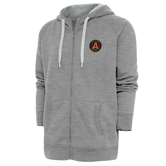 Men's Antigua Heather Gray Atlanta United FC Logo Victory Full-Zip Hoodie