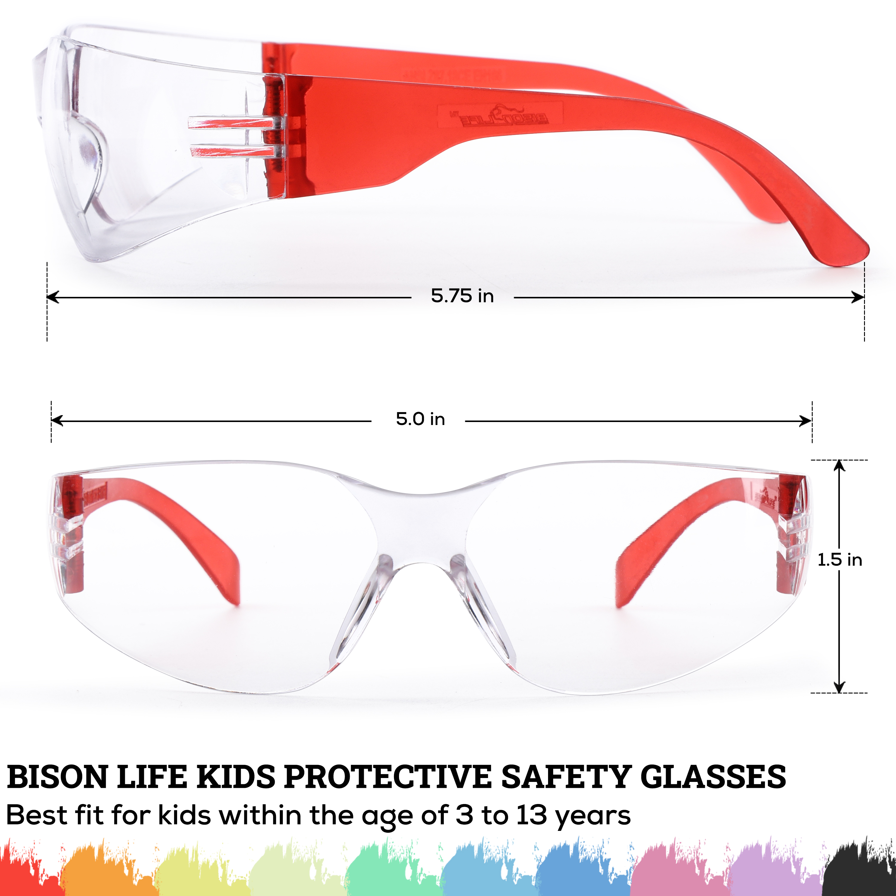 Bison Life 12-Pack Kids Safety Glasses with Clear Polycarbonate Lenses photo 2