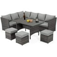 thumbnail image 1 of 7-Piece Patio Conversation Set, PE Rattan Wicker Furniture, Steel Frame, Gray, 1 of 8