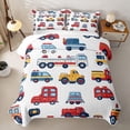 thumbnail image 2 of Homewish Fire Truck Rescue Vehicle Twin Quilt Set For Boys And Girls,Red Yellow White Cartoon Twin Coverlet Set,2pcs, 2 of 7