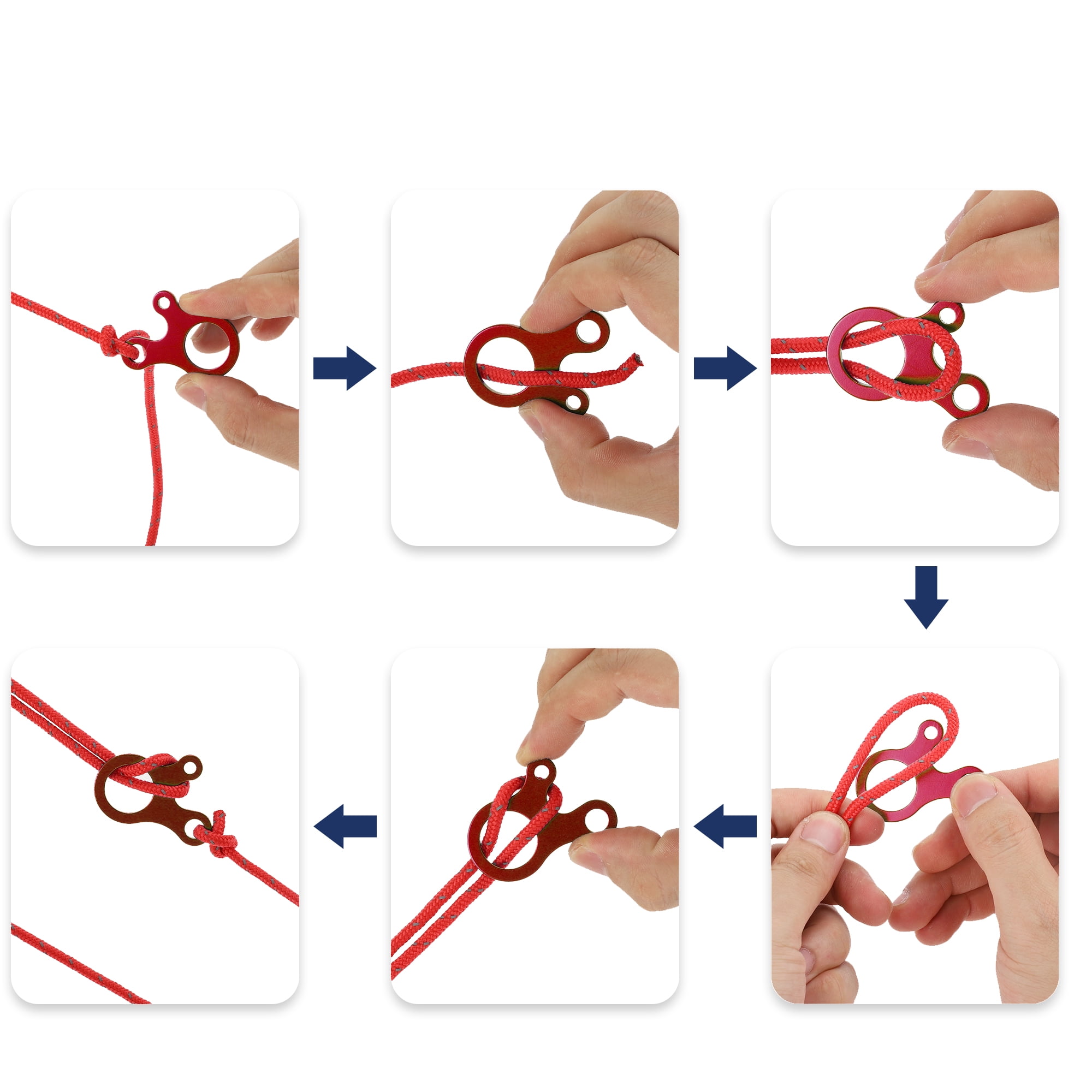 Unique Bargains 8Pcs Rope Buckle Aluminum Alloy Cord Adjuster ["Red"]
