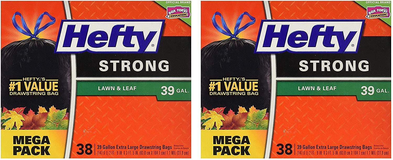 Hefty Strong Lawn & Leaf Large Garbage Bags 39 Gallon, 38 Count (wo ack)