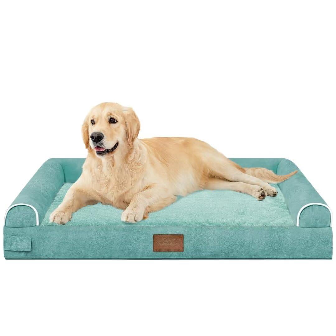 Large Dog Bed, Orthopedic Washable, Aqua Blue, 36.0"l X 27.0"w X 6.5"th