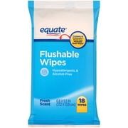 Equate Fresh Scent Flushable Travel Wipes, 18 Sheets