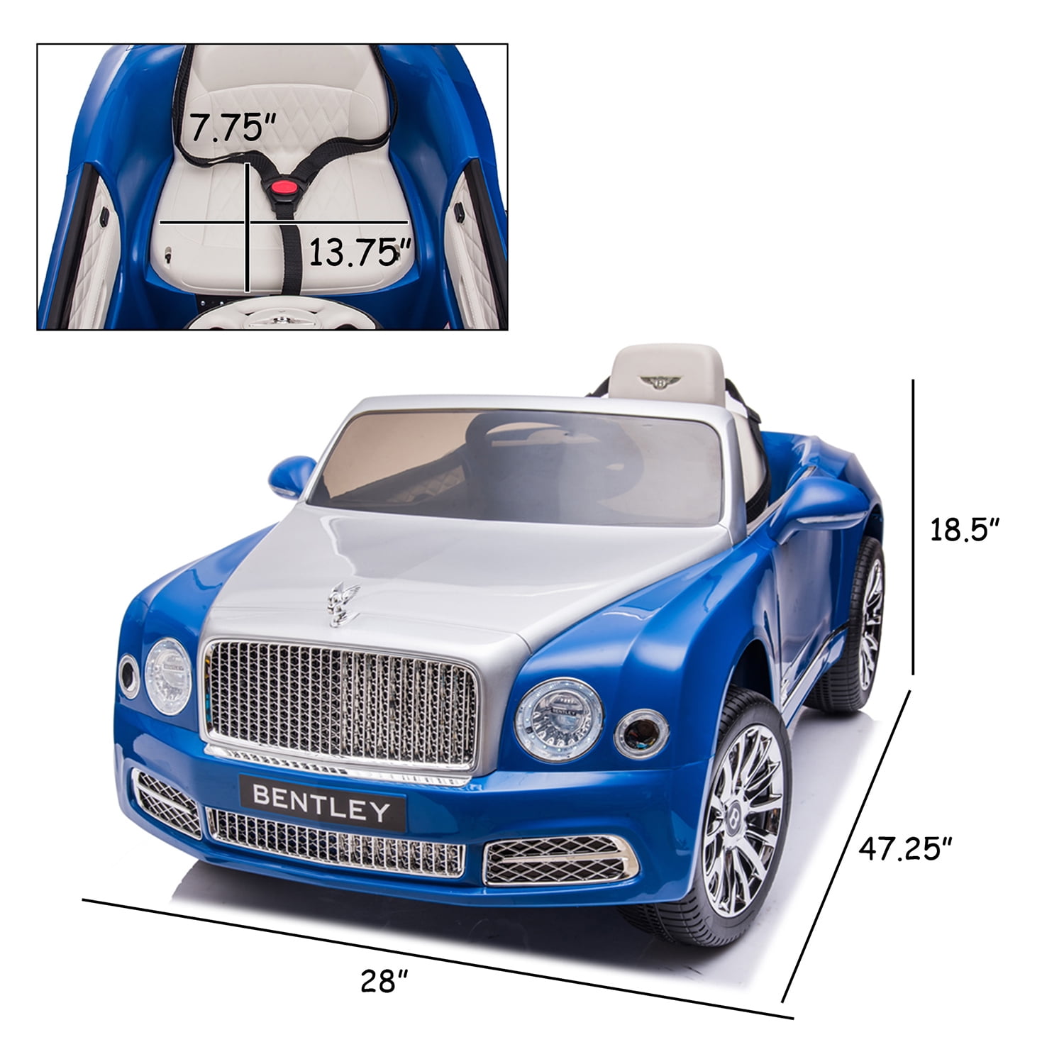 CIPACHO 12 V Electric Kid Ride On Car, Bentley Mulsanne Licensed Cars for Kids, Powered 4 Wheels Motorized Vehicles Children Toys, 2 Speeds, Blue CIPACHO 12 V Electric Kid Ride On Car, Bentley Mulsanne Licensed Cars for Kids, Powered 4 Wheels Motorized Vehicles Children Toys, 2 Speeds, Blue