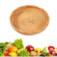 thumbnail image 2 of Wicker Woven Round Snack Fruit Bowl and so on.Of Rattan Food Tray Organizer 20x3cm, 2 of 8