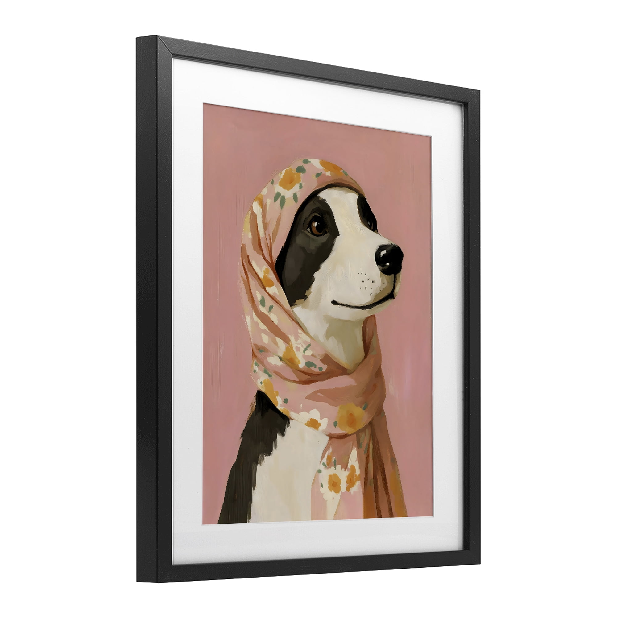 Stupell Industries Dog Babushka in Floral Scarf Black Framed Print Under Glass, design by The Prints Vibe