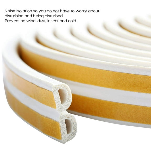 GLiving Door Weather Stripping,Window Seal Strip for Doors and Windows- Self-adhisive Foam Weather Strip Door Seal | Soundproof Seal Strip Insulation Gap Blocker D Type(16Ft) 2 Pack (White)