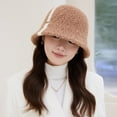 thumbnail image 3 of Warm Winter Hat Knitted Hat Women Winter Bucket Hat Thick Color Matching Soft Sun Uv Protection Short Brim Windproof Cold, 3 of 5