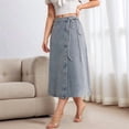 thumbnail image 4 of Women'S Denim Maxi Skirt Fashion Summer Casual A-Line Tie Waist Jeans Skirt with Pockets Light Blue XL, 4 of 9