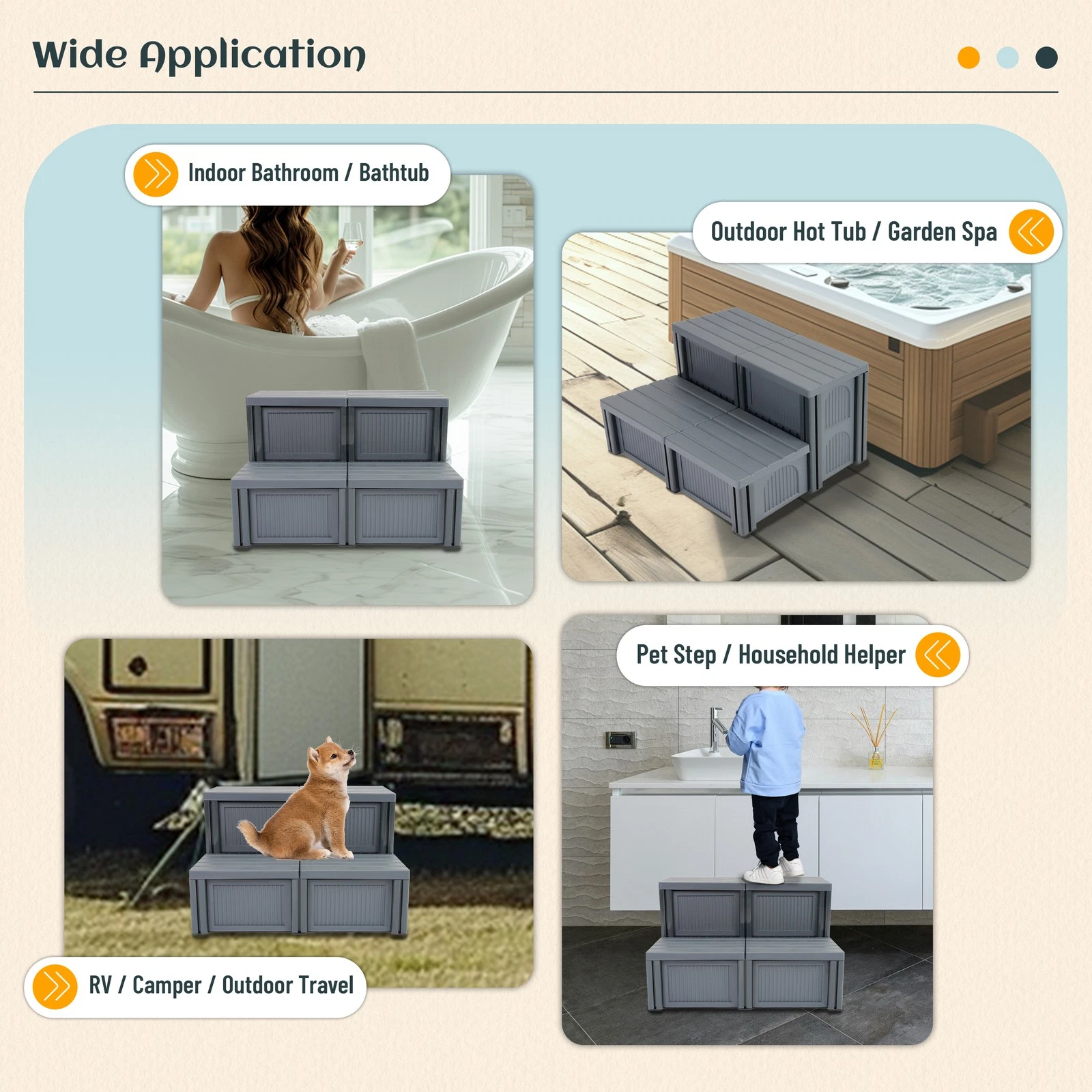 Kojem Spa Hot Tub Steps With Storage, 500lbs Load Capacity, Compartment, Spa Stairs