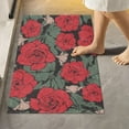 thumbnail image 2 of SKYSONIC Bath Mats Toiletry Mat, Fluffy Plush Absorbent Bath Rugs Carpet with Non Slip Bottom for Bathroom Floor Toilet Tub and Shower-Vintage Red Rose, 2 of 7
