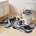 thumbnail image 2 of Abstract Waves Bath Mat 3 Piece Bathroom Rug Set, Black Grey Modern Geometric Striped Non Slip Bath Rug Contour Mat and Toilet Lid Cover, Absorbent Shower Mats Soft Bath Rugs and Mats Sets, 2 of 8