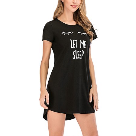 Women Night Gown Sleepwear Cotton Pajamas - Woman Short Sleeve Round