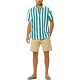 thumbnail image 2 of Camisas a rayas INSPIRE CHIC para hombres, ajuste regular, de verano, con mangas cortas y botón en la parte delantera, 2 of 4